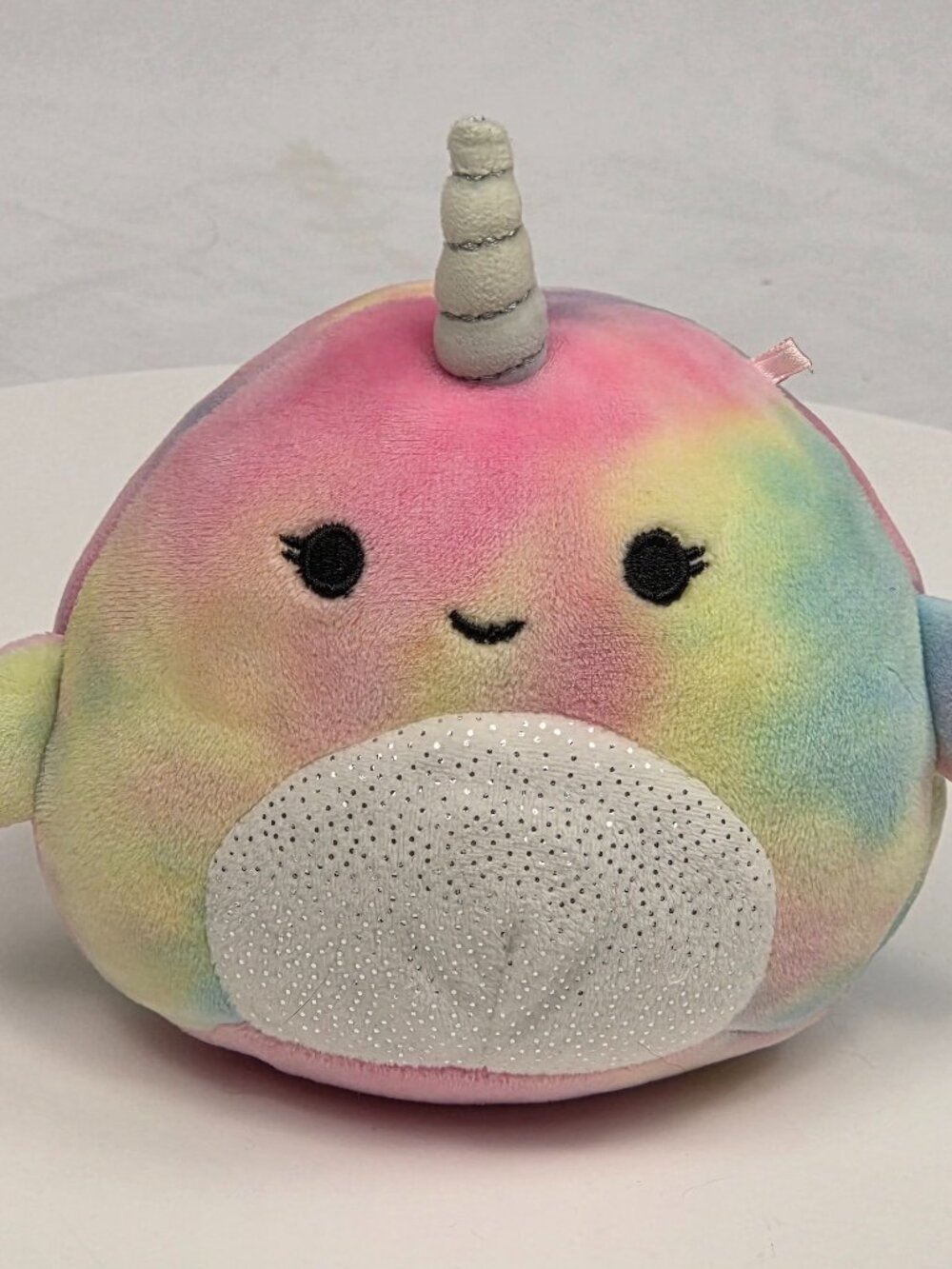 NAVINA the Tie Dye Rainbow NARWHAL Squishmallow Sealife 4"